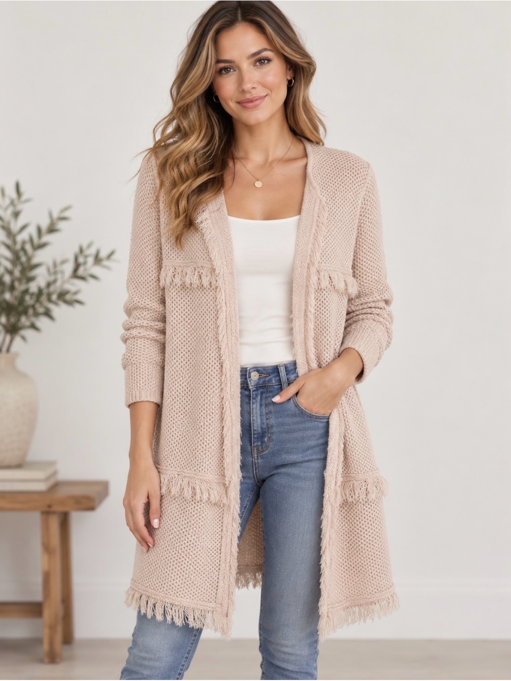 Light Pink/Blush Cardigan NWOT soft textured long sleeve light weight